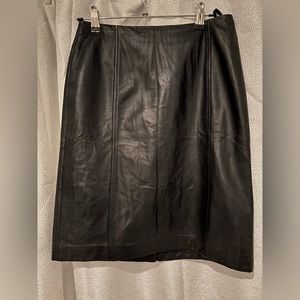 Black leather pencil skirt